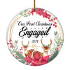 Our First Christmas Engaged 2022 Just Married Deer Christmas For Wedding Newlywed Couple (15) Christmas Tree Ornament Ornament | Teecentury.com