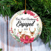 Our First Christmas Engaged 2022 Just Married Deer Christmas For Wedding Newlywed Couple (15) Christmas Tree Ornament Ornament | Teecentury.com