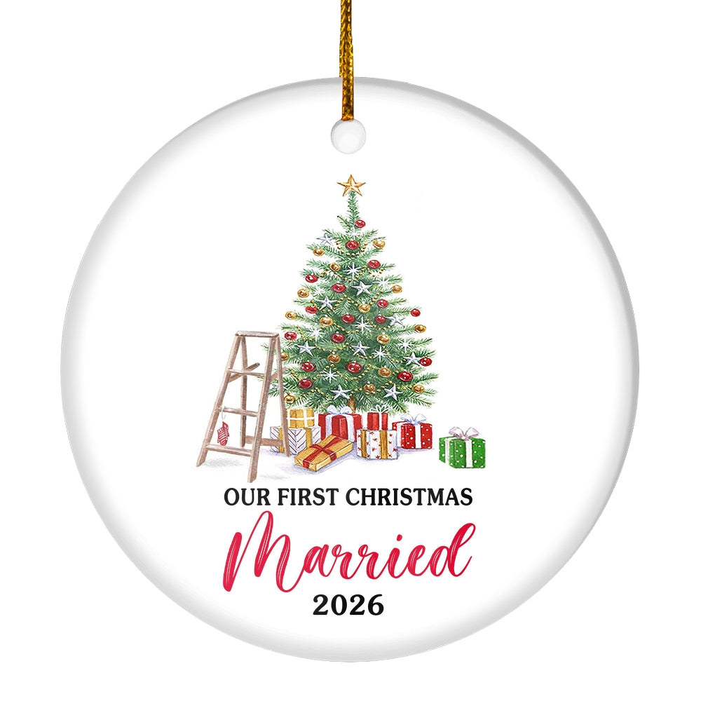 Our First Christmas Married Mr And Mrs 2025 Tree For Wedding Newlywed Couple 2025 Christmas Tree Ornament | teecentury