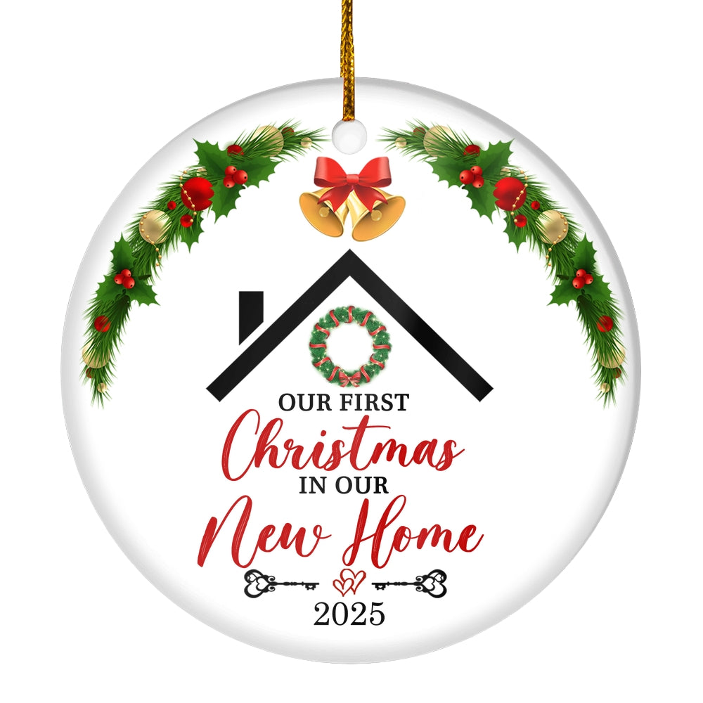 Our First Christmas in Our New Home 2024 Ornament Mr & Mrs Newlywed New House Housewarming Romantic Xmas Tree Couples Ideas Gift Christmas Tree Ornament | teecentury