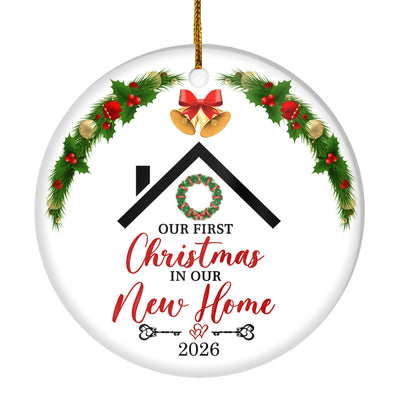 Our First Christmas in Our New Home 2025 Ornament Mr & Mrs Newlywed New House Housewarming Romantic Xmas Tree Couples Ideas Gift Christmas Tree Ornament | teecentury