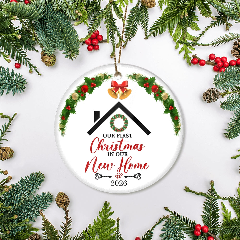 Our First Christmas in Our New Home 2025 Ornament Mr & Mrs Newlywed New House Housewarming Romantic Xmas Tree Couples Ideas Gift Christmas Tree Ornament | teecentury