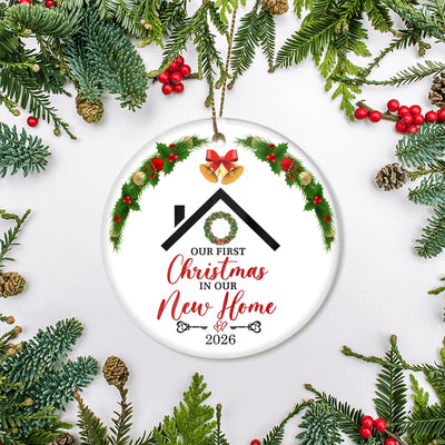 Our First Christmas in Our New Home 2025 Ornament Mr & Mrs Newlywed New House Housewarming Romantic Xmas Tree Couples Ideas Gift Christmas Tree Ornament | teecentury