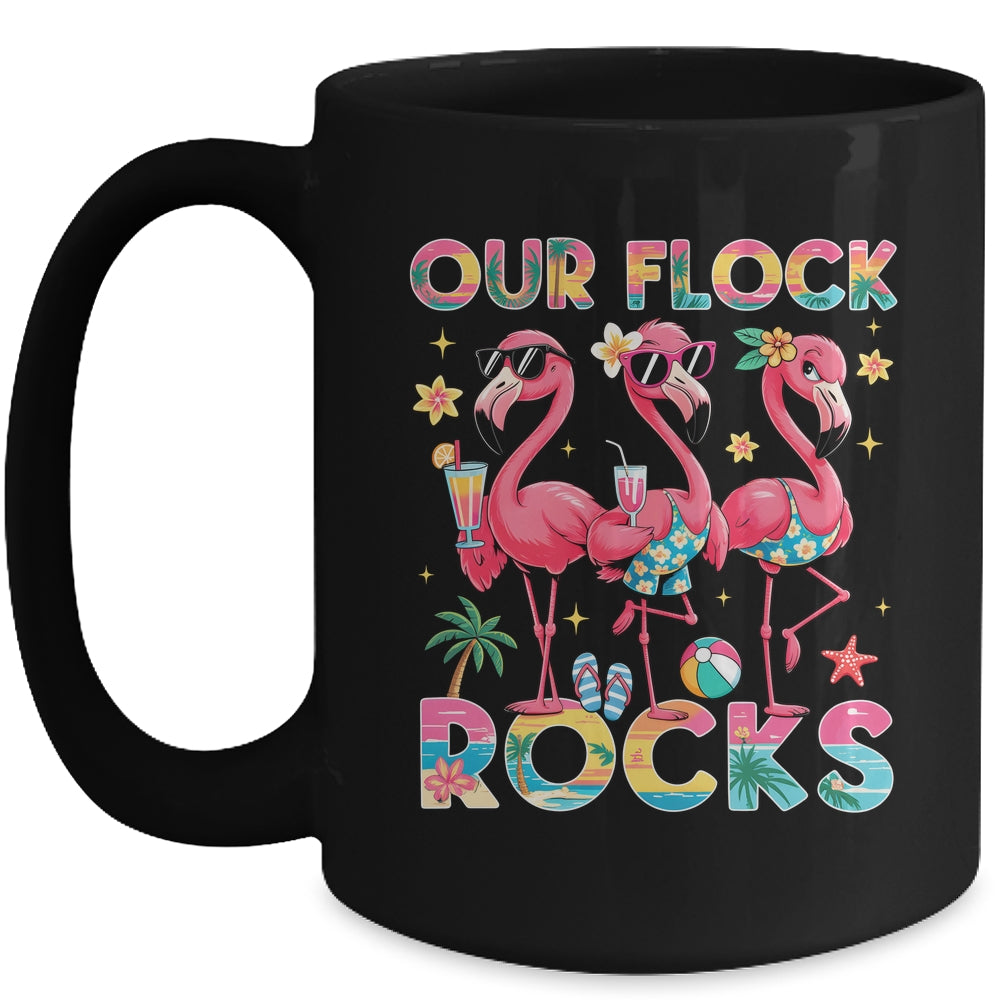 Our Flock Rocks Flamingo Summer Vacation Family Matching Mug | teecentury