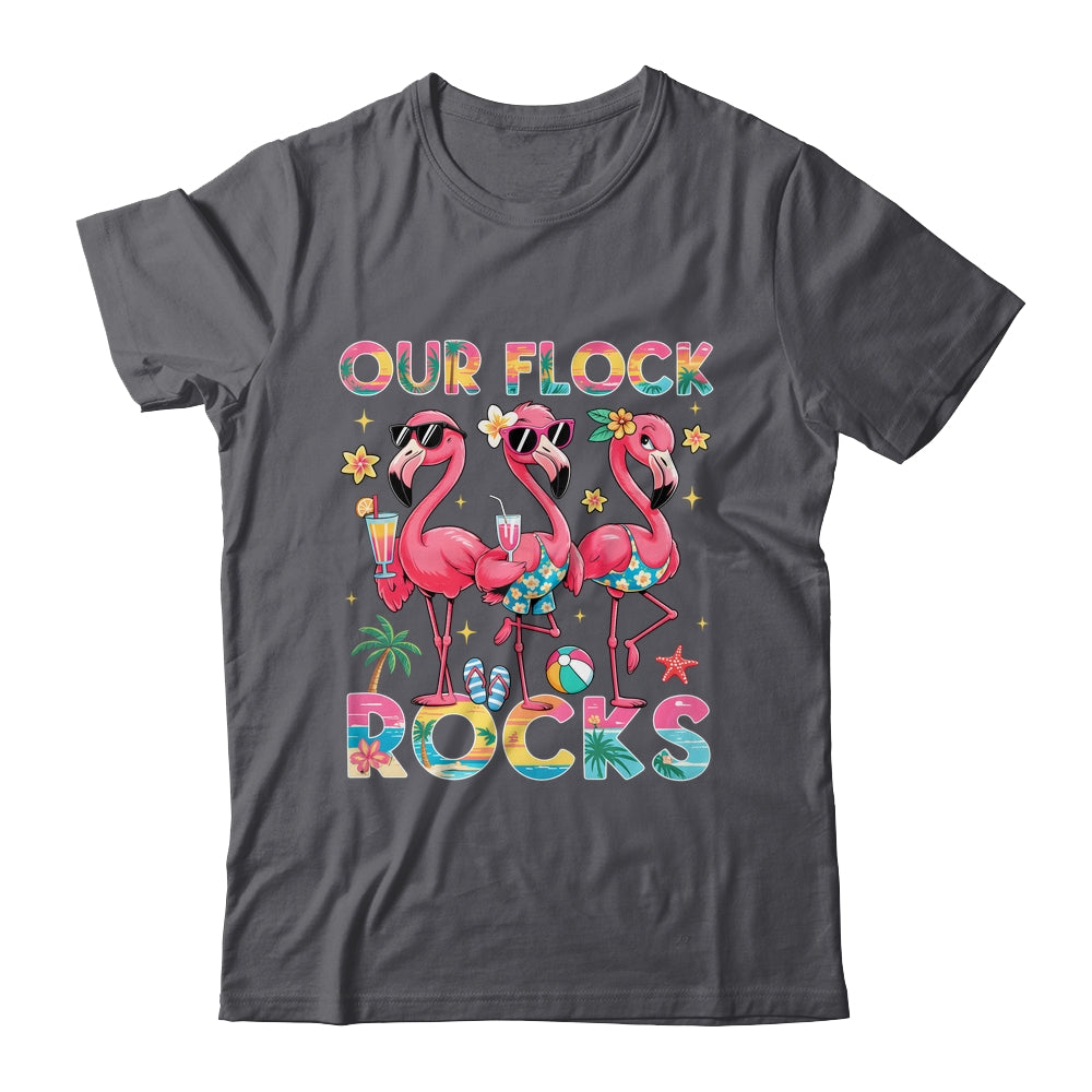 Our Flock Rocks Flamingo Summer Vacation Family Matching Shirt & Tank Top | teecentury