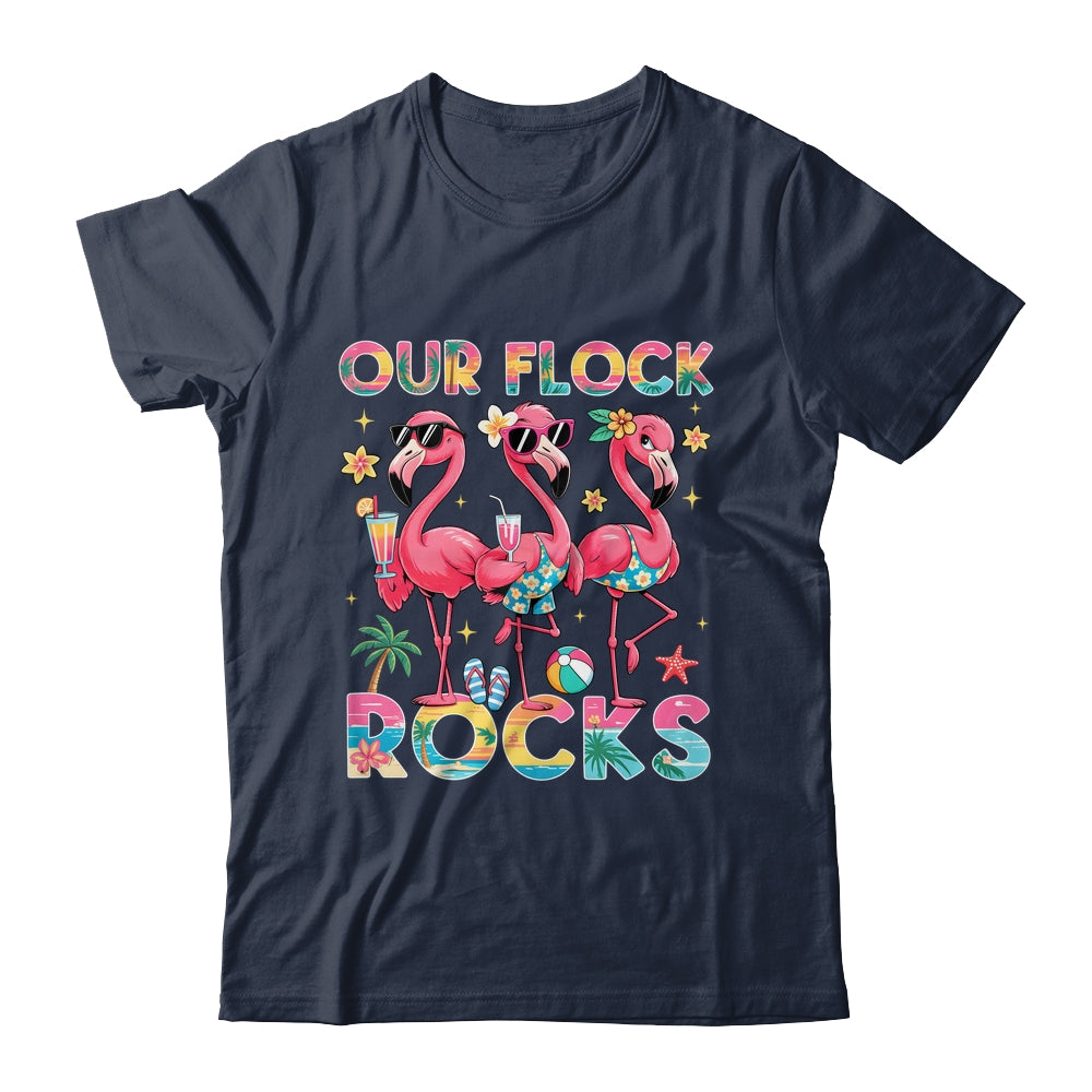 Our Flock Rocks Flamingo Summer Vacation Family Matching Shirt & Tank Top | teecentury