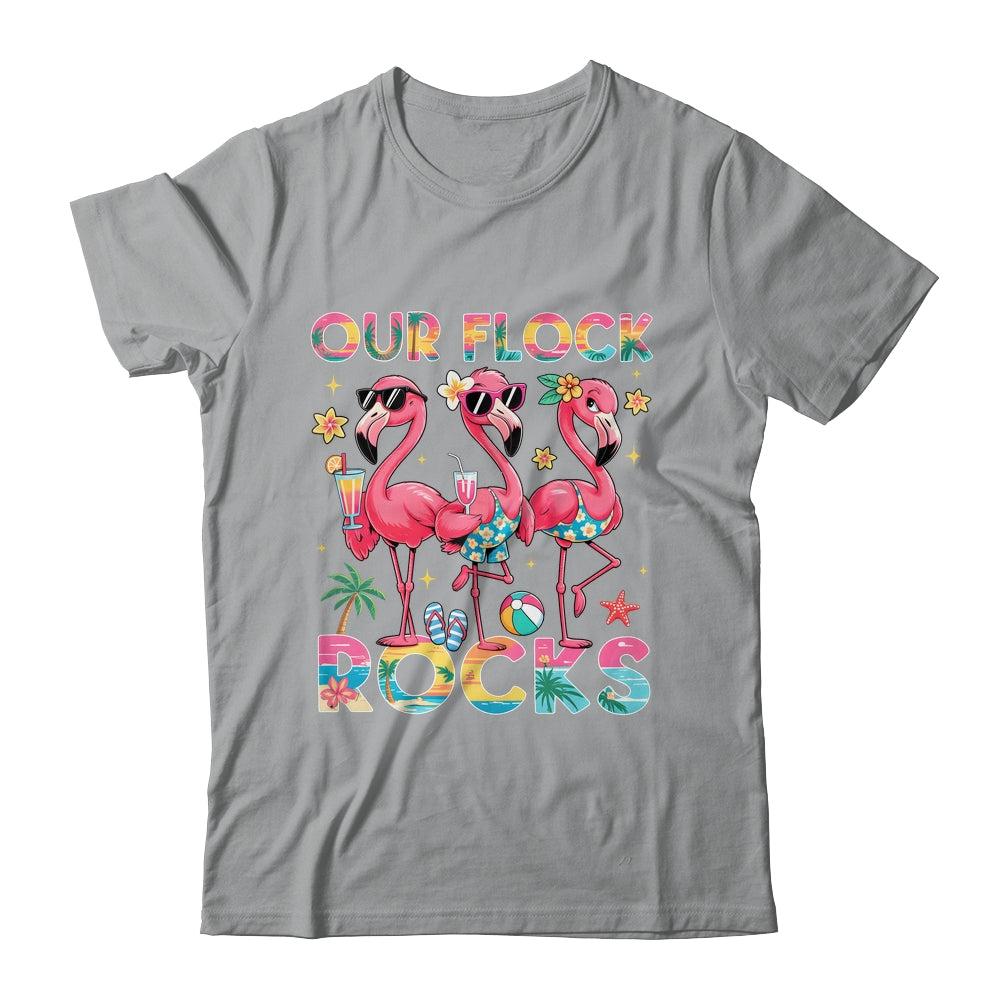 Our Flock Rocks Flamingo Summer Vacation Family Matching Shirt & Tank Top | teecentury