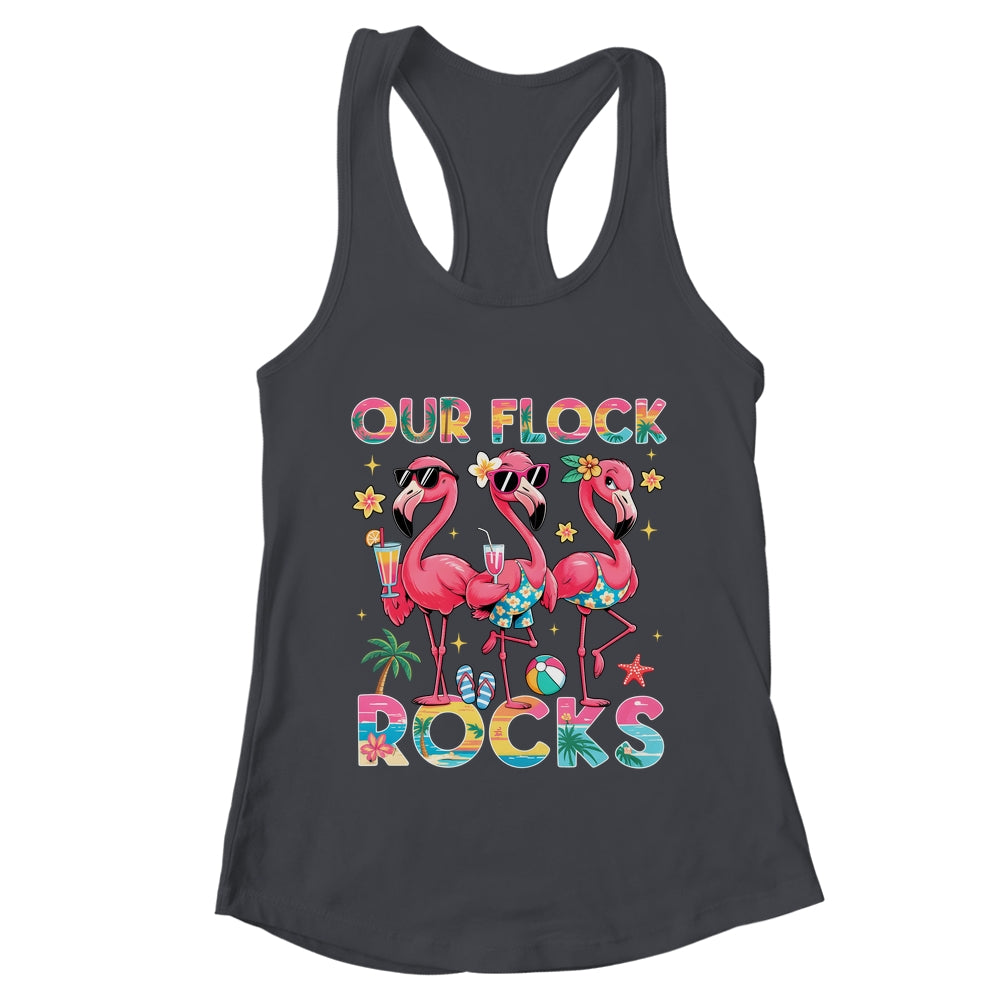 Our Flock Rocks Flamingo Summer Vacation Family Matching Shirt & Tank Top | teecentury