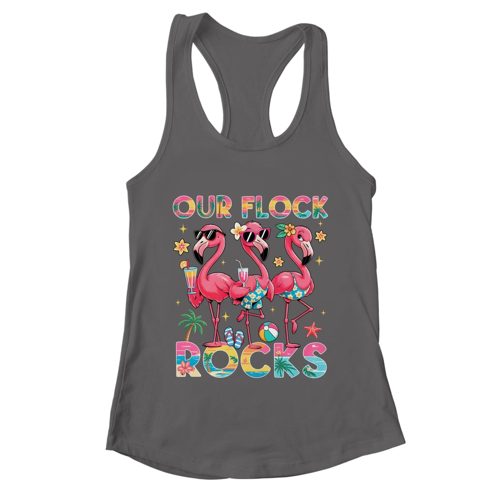 Our Flock Rocks Flamingo Summer Vacation Family Matching Shirt & Tank Top | teecentury