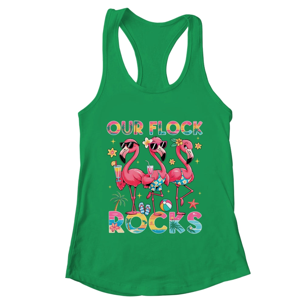 Our Flock Rocks Flamingo Summer Vacation Family Matching Shirt & Tank Top | teecentury