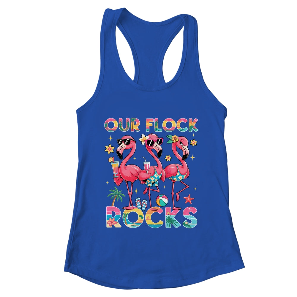 Our Flock Rocks Flamingo Summer Vacation Family Matching Shirt & Tank Top | teecentury