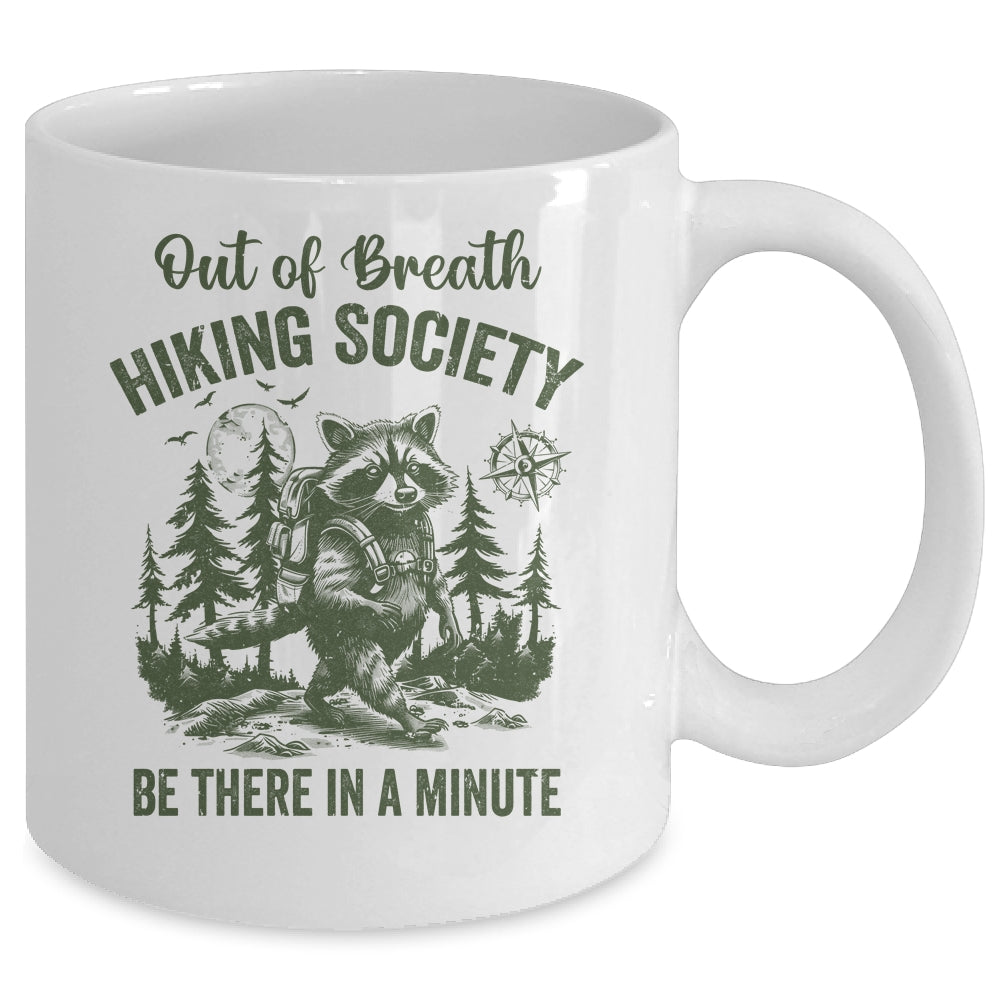 Out Of Breath Hiking Society Raccoon Retro Hiking Funny Mug | teecentury