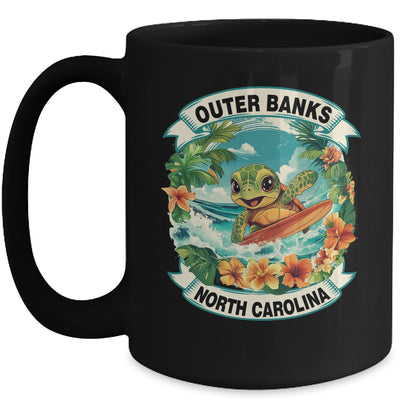 Outer Banks North Carolina Cute Sea Turtle Surfing Summer Vacation Mug | teecentury