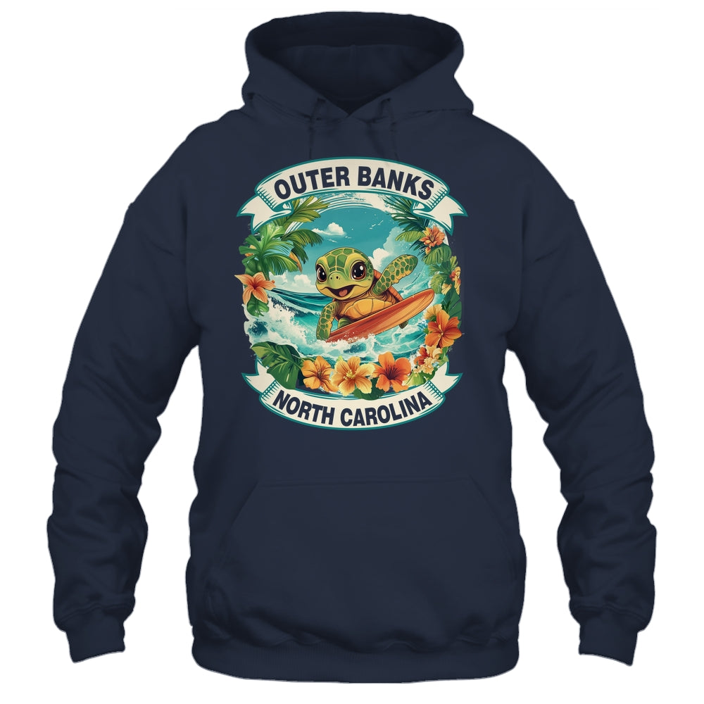 Outer Banks North Carolina Cute Sea Turtle Surfing Summer Vacation Shirt & Tank Top | teecentury