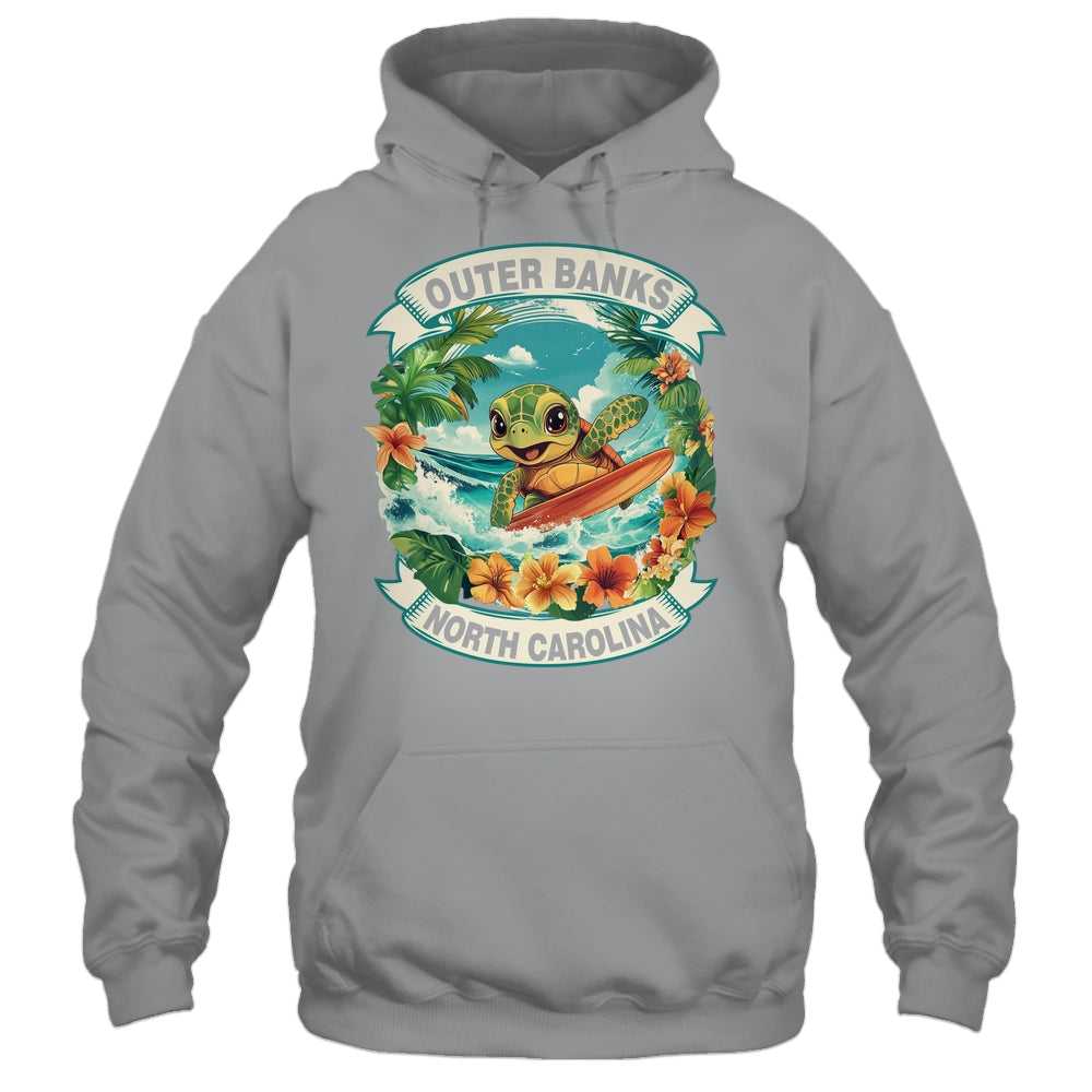 Outer Banks North Carolina Cute Sea Turtle Surfing Summer Vacation Shirt & Tank Top | teecentury