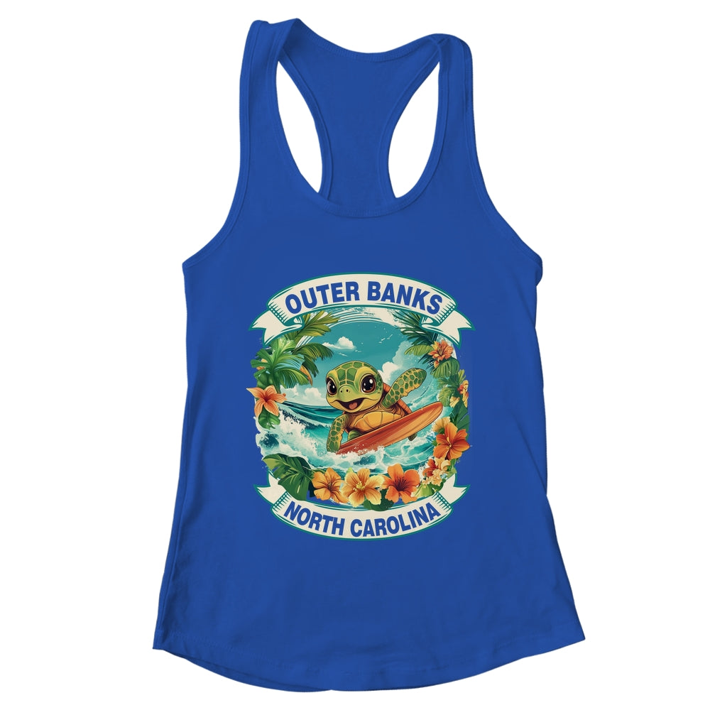 Outer Banks North Carolina Cute Sea Turtle Surfing Summer Vacation Shirt & Tank Top | teecentury