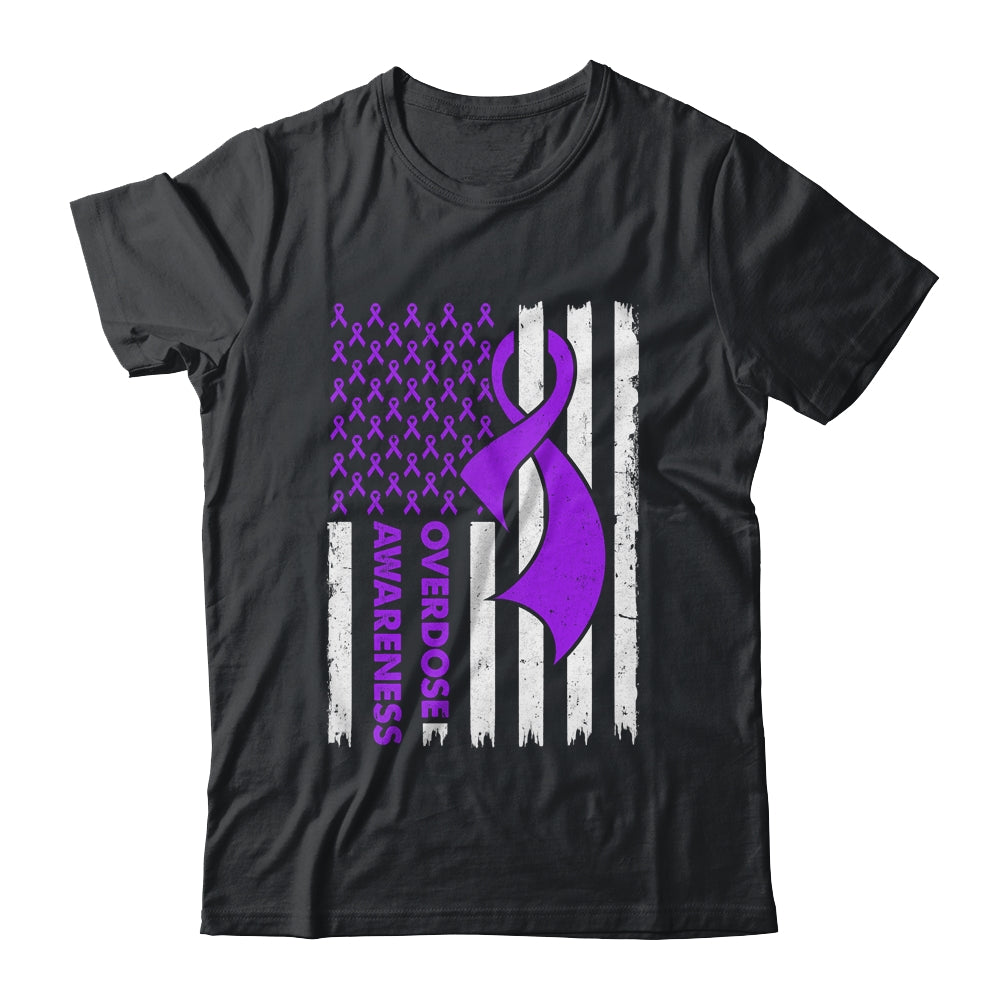 Overdose Awareness Flag Purple Ribbon Addiction Recovery Shirt & Hoodie | teecentury
