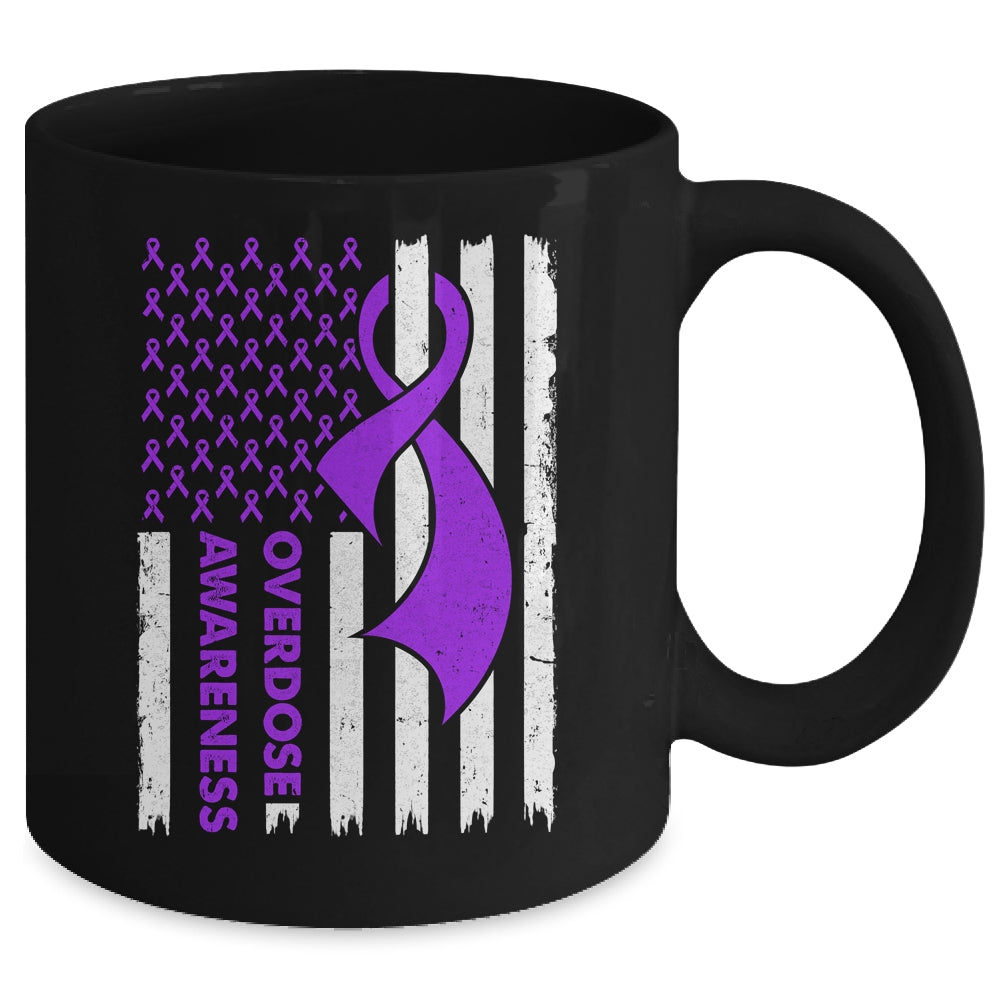 Overdose Awareness Flag Purple Ribbon Addiction Recovery Mug | teecentury