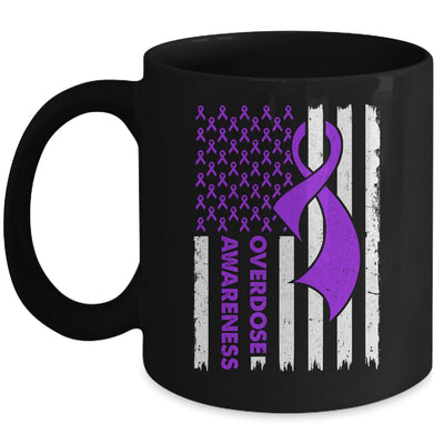 Overdose Awareness Flag Purple Ribbon Addiction Recovery Mug | teecentury