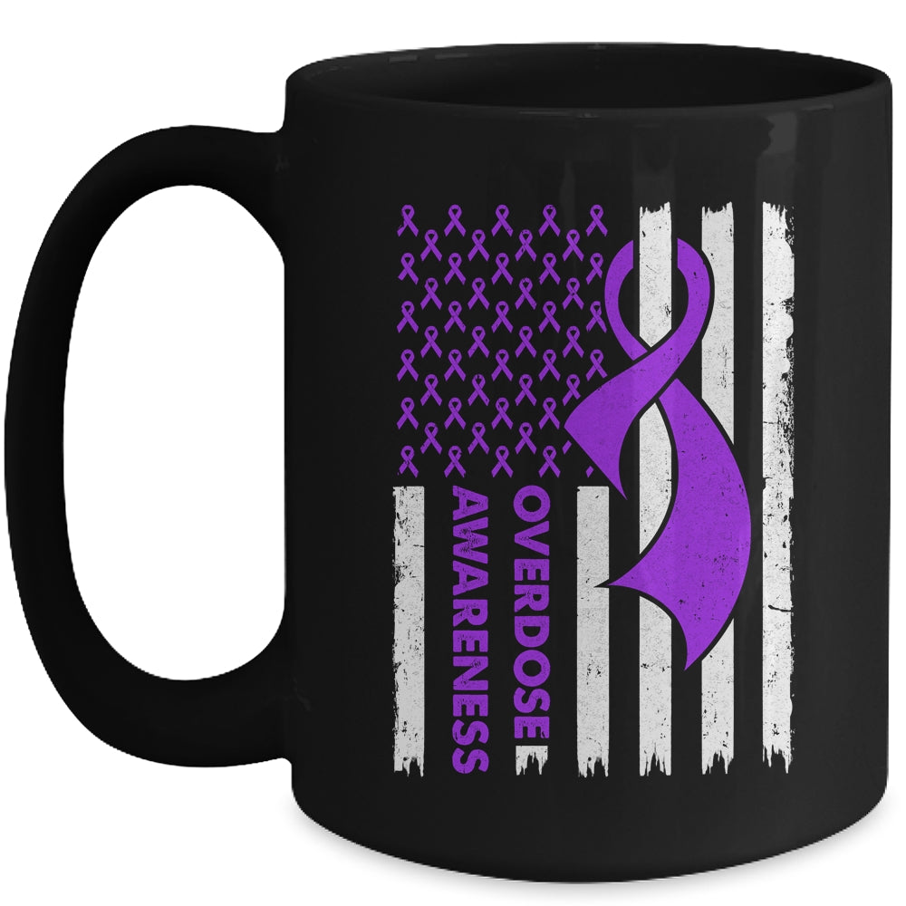 Overdose Awareness Flag Purple Ribbon Addiction Recovery Mug | teecentury