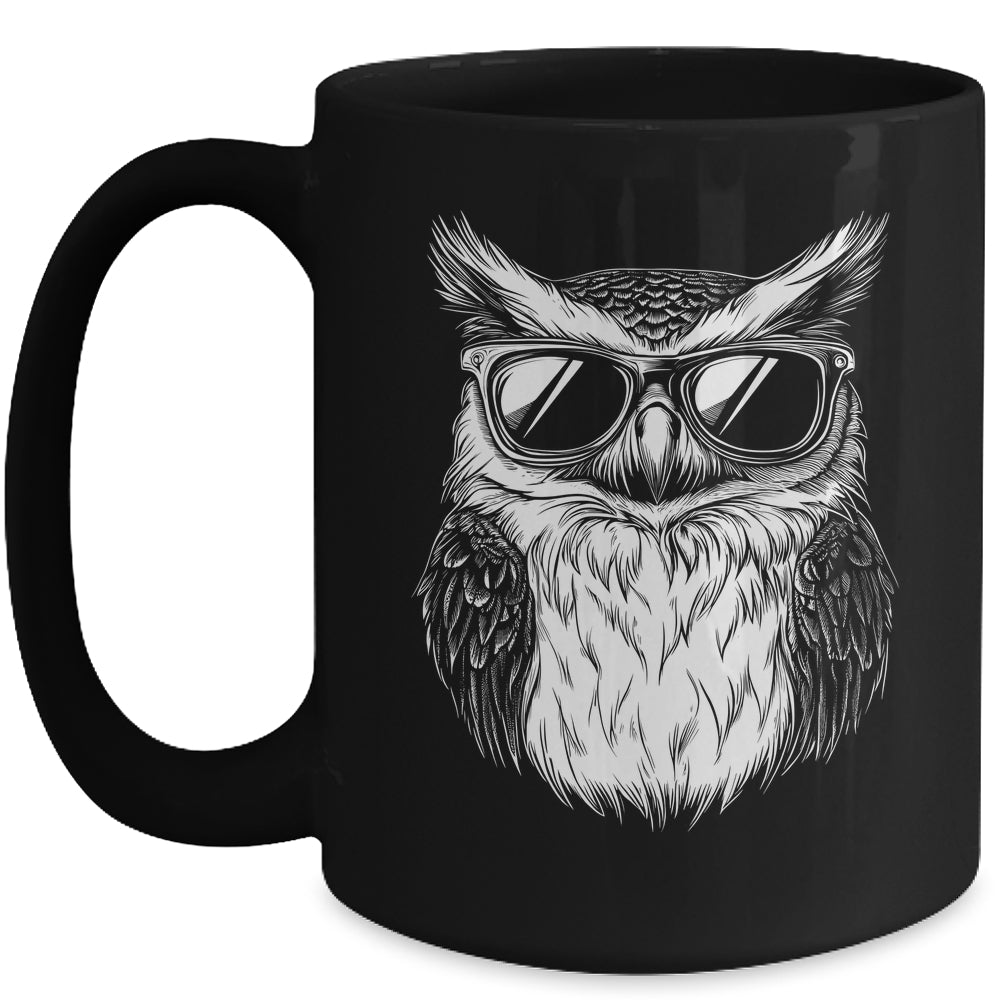 Owl Sunglasses Graphic Funny Owl Lover Men Women Kids Mug | teecentury