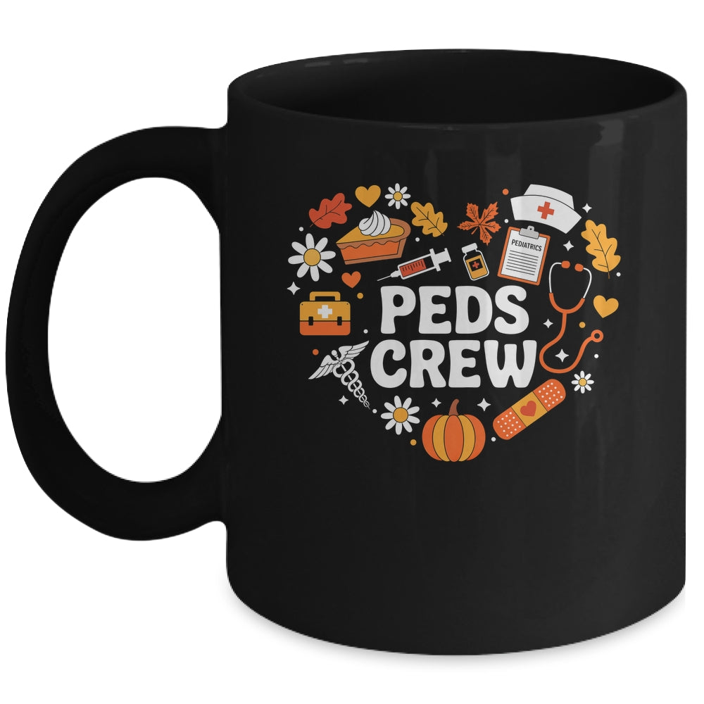 PEDS Crew Nurse Fall Heart Pediatric Pumpkin Thanksgiving Mug | teecentury