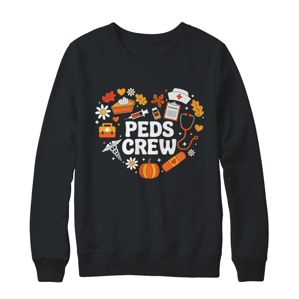 PEDS Crew Nurse Fall Heart Pediatric Pumpkin Thanksgiving Shirt & Sweatshirt | teecentury