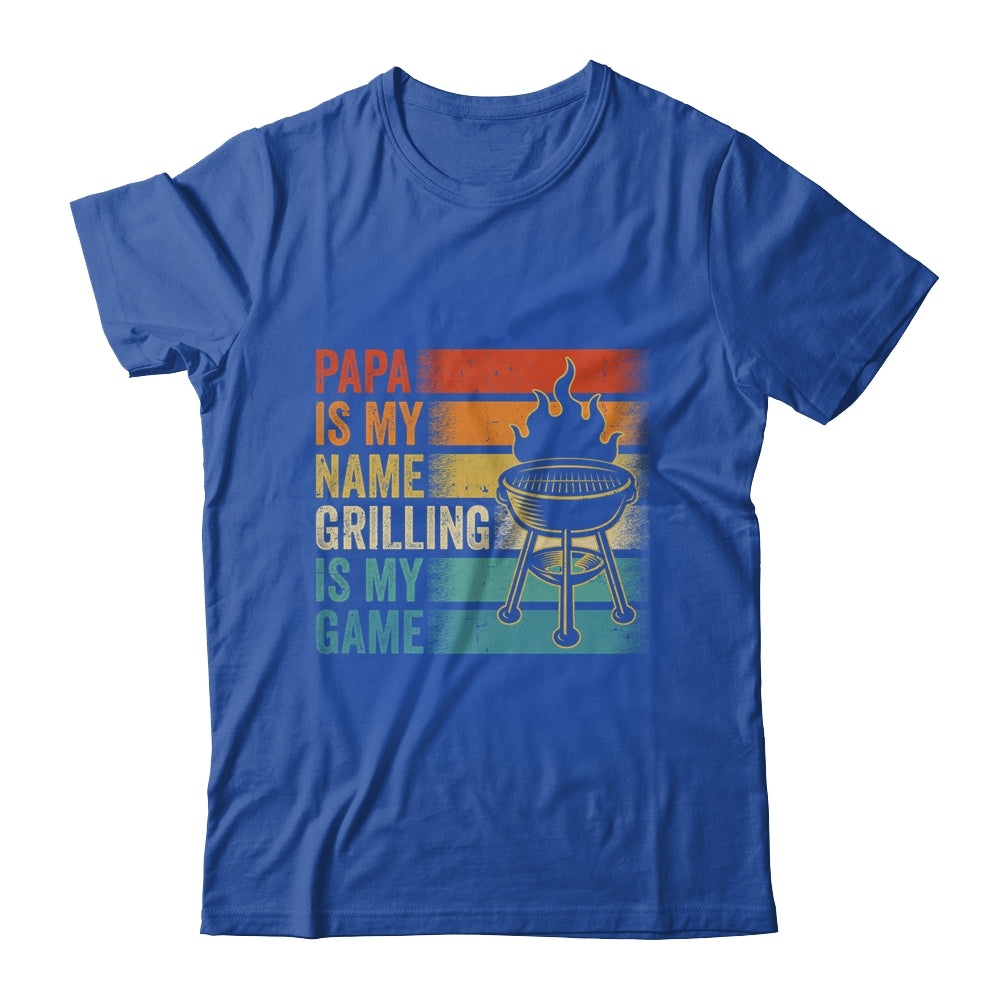 Papa Is My Name Grilling Is My Game BBQ Fathers Day Vintage Shirt & Hoodie | teecentury