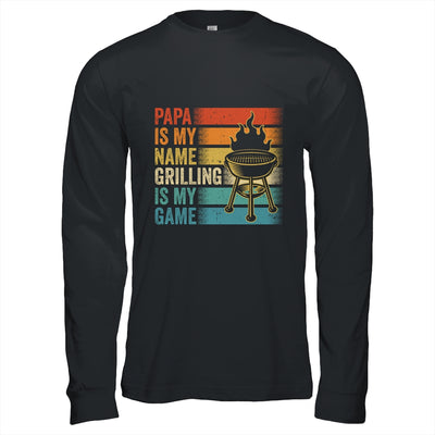 Papa Is My Name Grilling Is My Game BBQ Fathers Day Vintage Shirt & Hoodie | teecentury