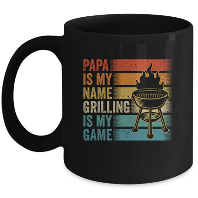 Papa Is My Name Grilling Is My Game BBQ Fathers Day Vintage Mug | teecentury