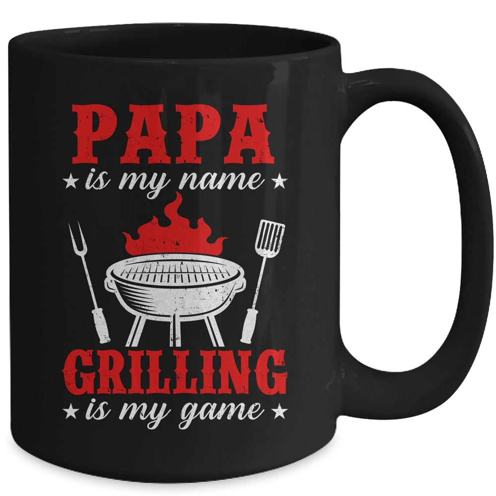 Papa Is My Name Grilling Is My Game Funny Smoker Dad Papa Mug | teecentury