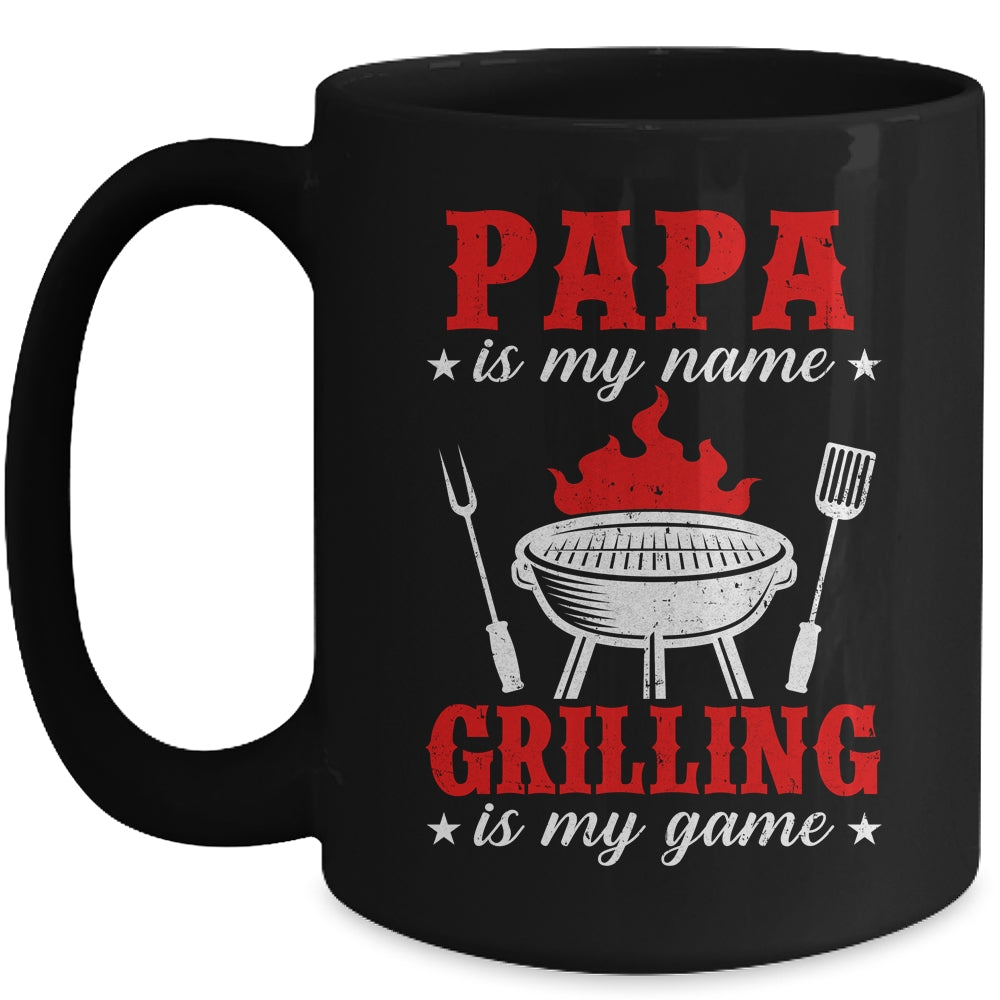 Papa Is My Name Grilling Is My Game Funny Smoker Dad Papa Mug | teecentury