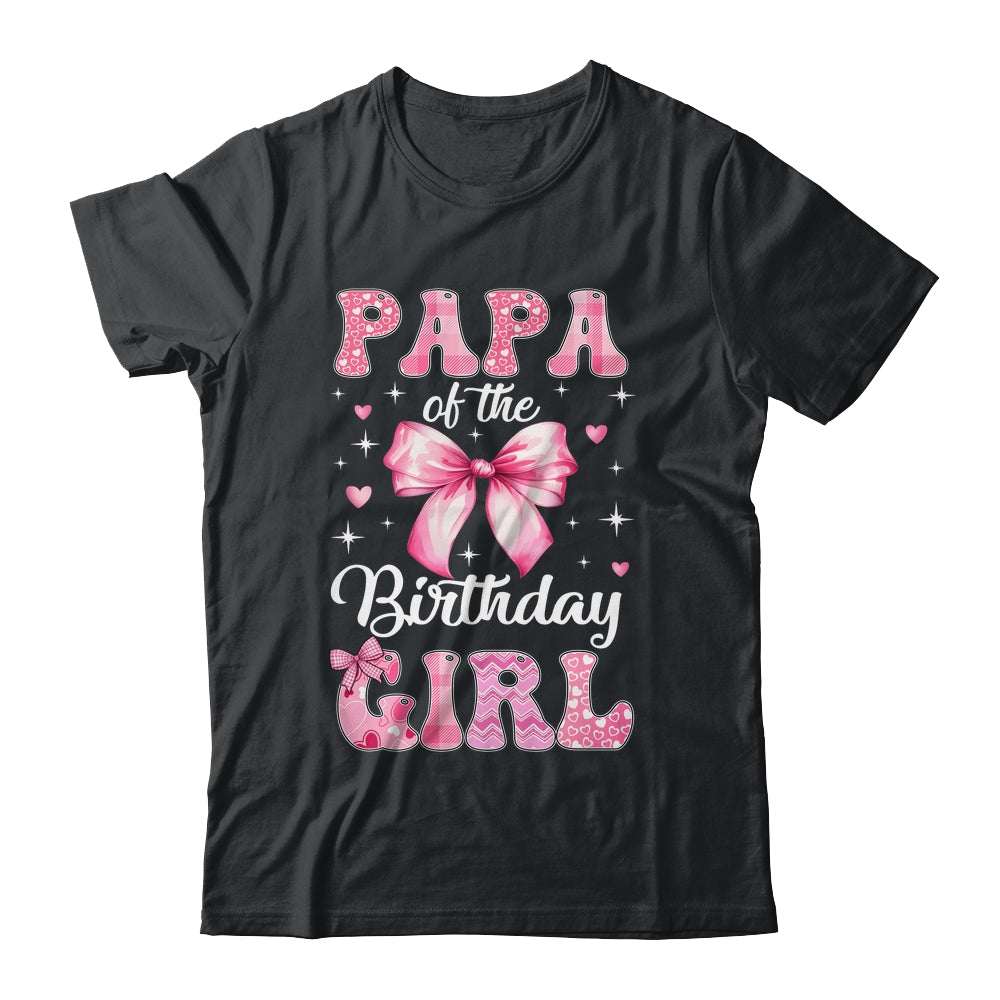 Papa Of Birthday Girl Coquette Bow Matching Family Shirt & Hoodie | teecentury