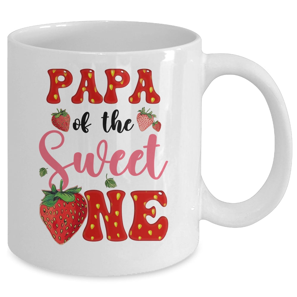 Papa Of Sweet One Strawberry Frist 1st Birthday Girl Mug | teecentury