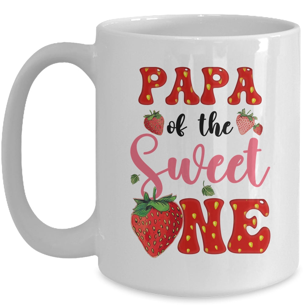 Papa Of Sweet One Strawberry Frist 1st Birthday Girl Mug | teecentury