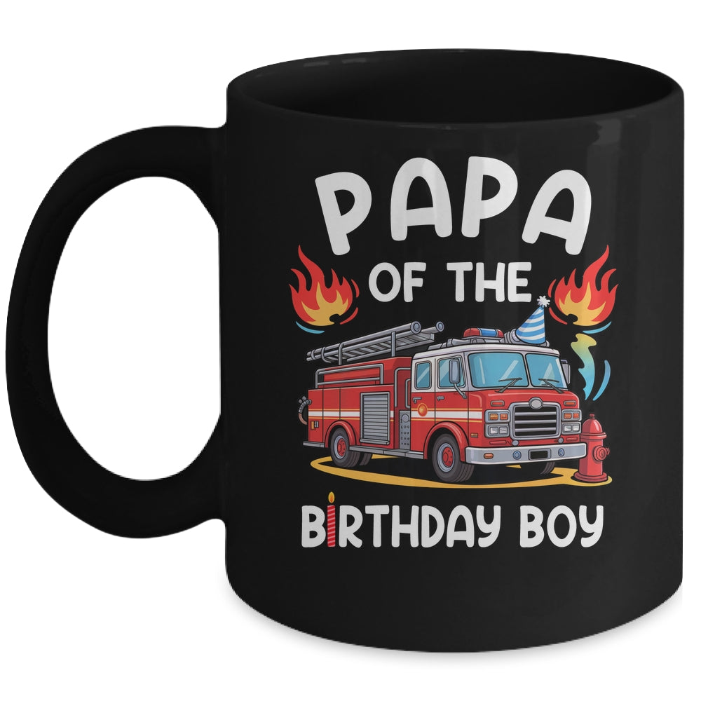 Papa Of The Birthday Boy Fire Truck Firefighter 1st Party Mug | teecentury