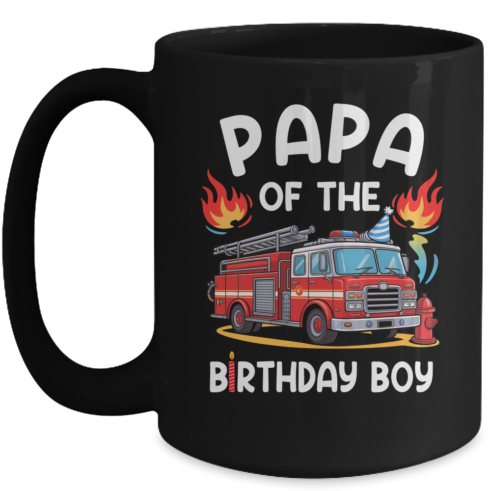 Papa Of The Birthday Boy Fire Truck Firefighter 1st Party Mug | teecentury