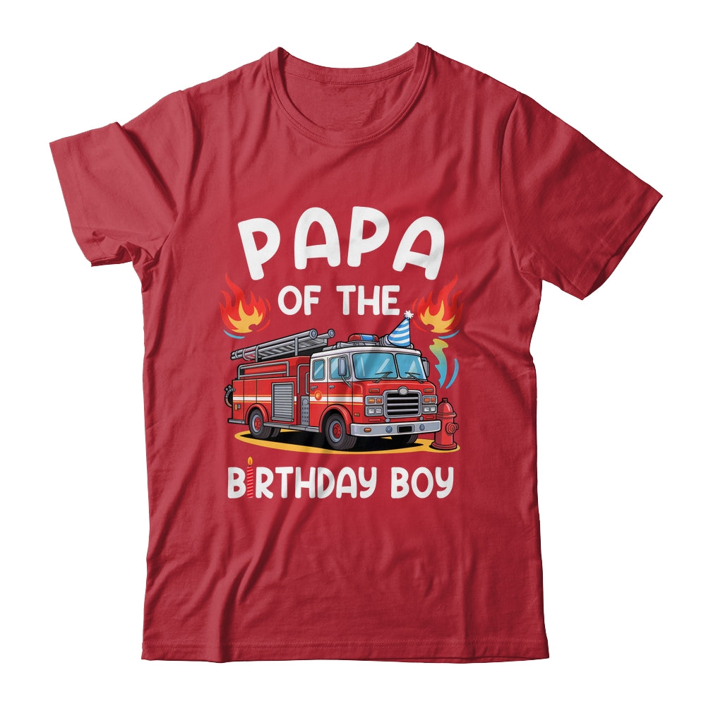 Papa Of The Birthday Boy Fire Truck Firefighter 1st Party Shirt & Hoodie | teecentury