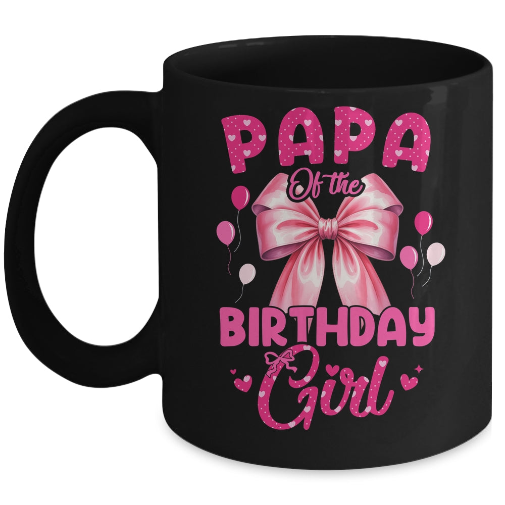 Papa Of The Birthday Girl Coquette Bow Matching Family Mug | teecentury