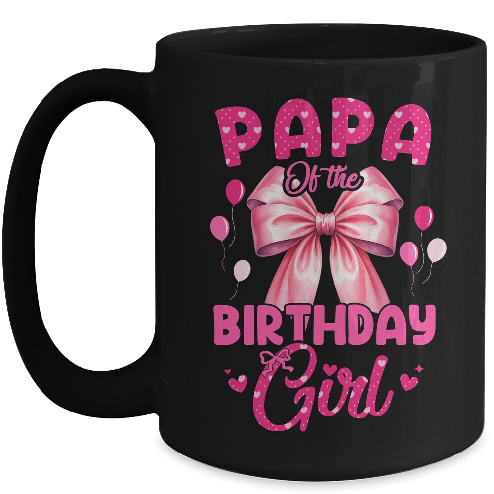 Papa Of The Birthday Girl Coquette Bow Matching Family Mug | teecentury