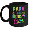 Papa Of The Birthday Girl Glows Retro 80's Party Family Mug | teecentury