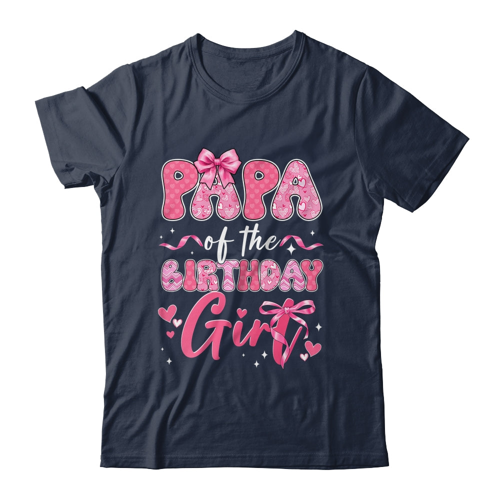 Papa Of The Birthday Girl Pink Coquette Bow Family Shirt & Hoodie | teecentury