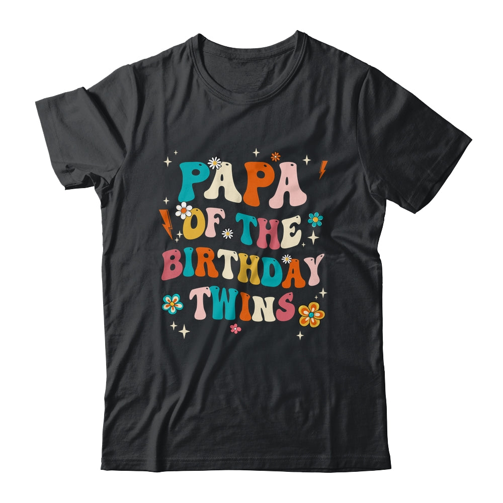 Papa Of The Birthday Twins Boys Girls Party Retro Bday Shirt & Hoodie | teecentury