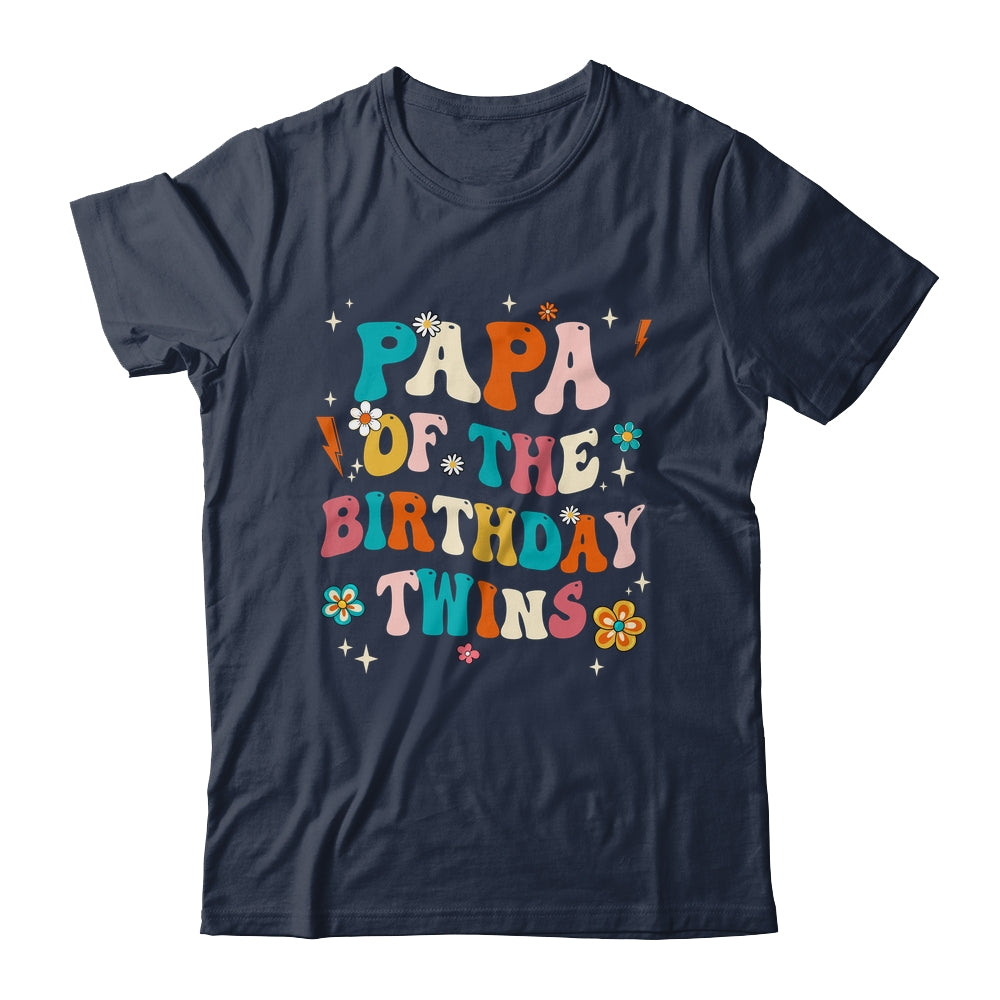 Papa Of The Birthday Twins Boys Girls Party Retro Bday Shirt & Hoodie | teecentury