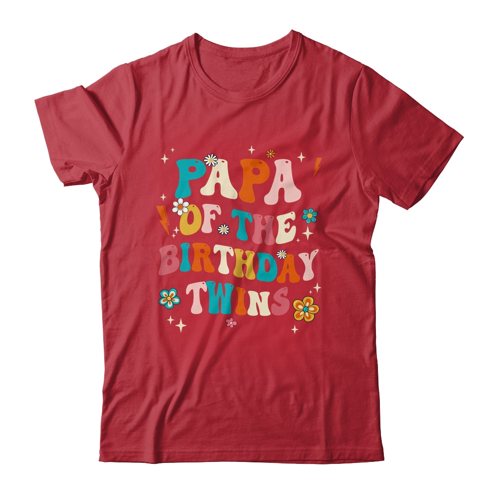 Papa Of The Birthday Twins Boys Girls Party Retro Bday Shirt & Hoodie | teecentury