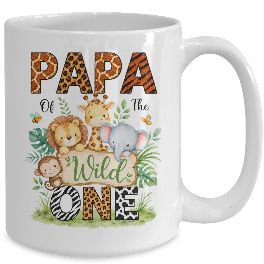 Papa Of The Wild One First Birthday Boy Jungle Safari Mug | teecentury