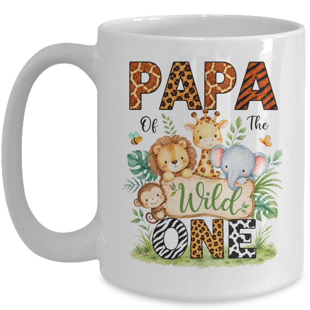 Papa Of The Wild One First Birthday Boy Jungle Safari Mug | teecentury