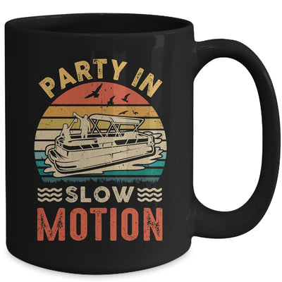Party In Slow Motion Pontoon Boat Pontooning Boating Retro Mug | teecentury