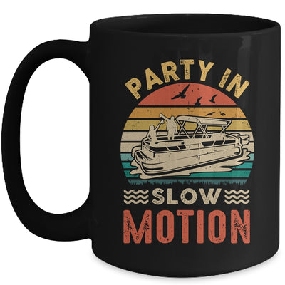 Party In Slow Motion Pontoon Boat Pontooning Boating Retro Mug | teecentury