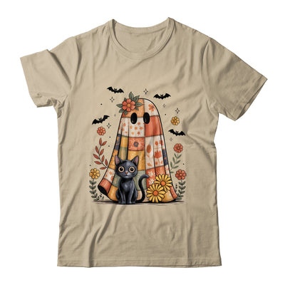 Patchwork Halloween Ghost And Cat Png Retro Spooky Floral Shirt & Sweatshirt | teecentury